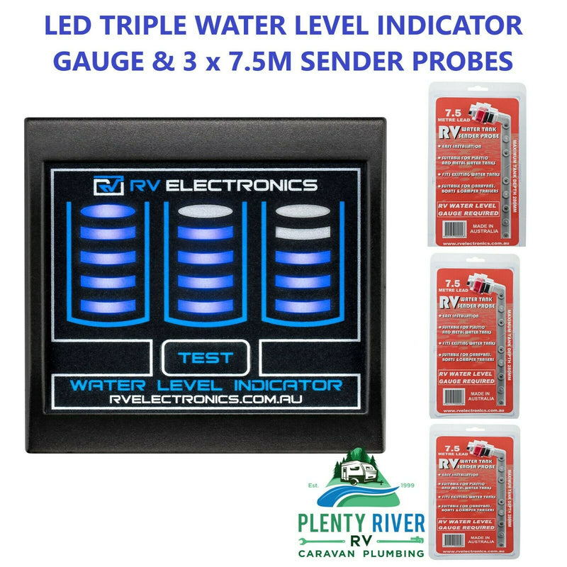 LED Gauge Triple Tank Water Level Indicator (Bundle)